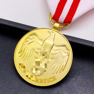 Médaille commémorative en métal plaqué or, style vintage, gravée, souvenir de collection avec ruban, vente en gros - Product Image 1