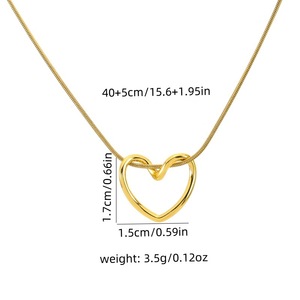 Collar con Colgante de Acero Inoxidable con Corazón Hueco, Estilo Deportivo para Mujer, Popular en <span class=keywords><strong>Instagram</strong></span>, Cadena de Alta Gama que Combina con Todo - Product Image 2