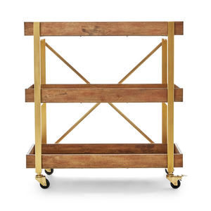 <span class=keywords><strong>Chariot</strong></span> de <span class=keywords><strong>bar</strong></span> mobile de luxe en <span class=keywords><strong>bois</strong></span> et or clair pour boissons, café, snacks et champagne, idéal pour l'extérieur et le style rustique - Product Image 2