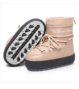 Bottes d'hiver décontractées à logo personnalisé, style tendance Space <span class=keywords><strong>Moon</strong></span>, <span class=keywords><strong>avec</strong></span> col ajustable, tige en cuir PU, doublure thermique pour temps froid - Product Image 3