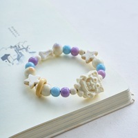 Nouveau bracelet en céramique de style chinois pour femmes - Design ethnique traditionnel avec motif de verrouillage - Bijou tendance pour l'été