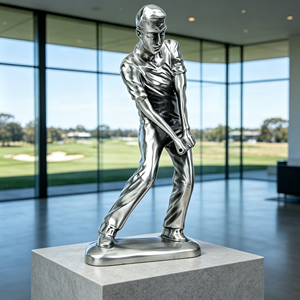 Trophée en métal personnalisé, statue de golfeur en argent étain, sculpture de corps entier, récompense pour champion sportif - Product Image 6