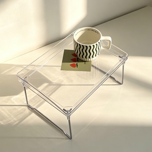 Estante de almacenamiento plegable transparente minimalista, organizador multiusos rectangular para escritorio, cama, cocina, apilable - Product Image 3