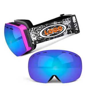 Anti nevoeiro windproof personalizado logotipo occhiali da sci skibrille esférico protetor ao ar livre esporte snowboard neve esqui óculos óculos