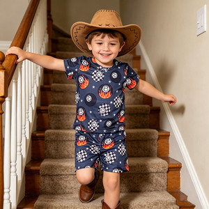 Conjunto de Verano para Bebés Niñas BD1-9 con Estampado Personalizado, Camiseta de Manga Corta de Algodón Suave y Pantalones Cortos Holgados de 2 Piezas - Product Image 2