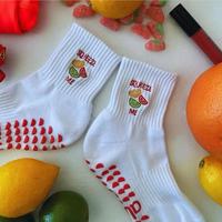 Popular colorido niñas Grip Pilates Ruffle calcetines gruesos Terry logotipo personalizado gimnasio antideslizante Yoga Grip Calcetines