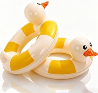 Bouée gonflable tête de canard rayée mignonne pour enfants, jouet flottant pour piscine et plage, idéal pour l'été et les jeux aquatiques