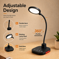 Lampe de table flexible multifonctionnelle 5W à CRI élevé, sans scintillement, pour l'étude, le travail et la lecture, 5 couleurs, intensité réglable, lampe de chevet