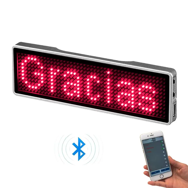 Mini Rechargeable Bluetooth LED Display Tag Digital LED Name Badge Insignia DIY Programmable Scrolling Message Shopping Mall