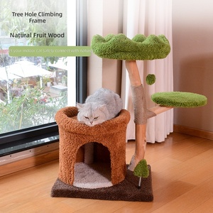 <span class=keywords><strong>Arbre</strong></span> à chat moderne tout-en-un en bois massif et sisal, personnalisable, pour chats de grande taille, avec griffoir en bois naturel et fruits, vente en gros - Product Image 2