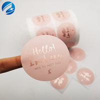 Impression d'autocollants en papier laminé circulaires personnalisés en gros, étiquettes rondes avec logo, feuille d'or rose