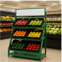 Klantspecifieke metalen displayrekken voor supermarkten, fruit- en groentekratten, meerlaags rek, OEM ODM