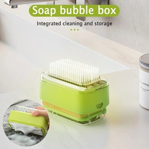 Boîte à bulles de savon avec brosse à linge, boîte multifonctionnelle à rouleau pour frottement mains libres, facile à démonter, mousse rapidement - Product Image 4