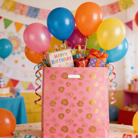 Sac cadeau en papier kraft rose à motif de rose dorée, avec soufflet latéral, recyclable, luxe, pour supermarché, fête, emballage, gravure