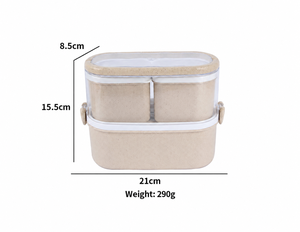 Lonchera de Plástico de Doble Capa Estilo Japonés, Lonchera Bento Rectangular Portátil con Tapa Transparente para Oficina y Escuela - Product Image 4