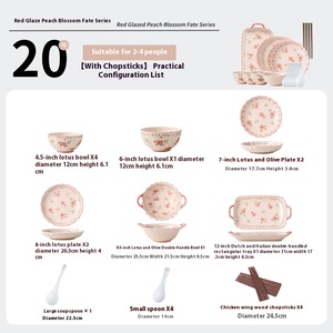 Vajilla de cerámica de esmalte rojo de alto valor de Color, tazón de fruta para el hogar, plato de sopa y pescado, regalo de inauguración de la casa, juego de vajilla festiva - Product Image 6