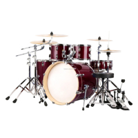 Kit de batterie 5 pièces avec caisse claire, tom de sol, grosse caisse, 4 cymbales, support de cymbales et tabouret de batterie