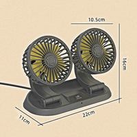 Ventilateur USB portable multifonction à double tête réglable pour l'été, rotation à 360 degrés, ventilateur de refroidissement pour voiture