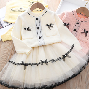 <span class=keywords><strong>Ropa</strong></span> de Otoño Invierno 2022 para Niñas <span class=keywords><strong>al</strong></span> <span class=keywords><strong>por</strong></span> <span class=keywords><strong>Mayor</strong></span>, Suéter de Punto de Manga Larga con Cuello Redondo, Falda Plisada, Conjunto de 2 Piezas - Product Image 2