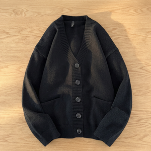 <b>Mens</b> Loose Knit Acrylic <b>Cardigan</b> Sweater Front Logo Casual Spring Wear Relaxed Fit Button Front Soft Lightweight Daily Layering - Product Image 3