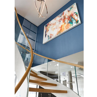 Acier inoxydable escalier incurvé avec le blanc stringer main courante personnalisée