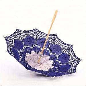 Parasol de mariage victorien en dentelle, fait main, couleur bambou naturel, grand format, 48 cm, bambou et dentelle de coton - Product Image 5