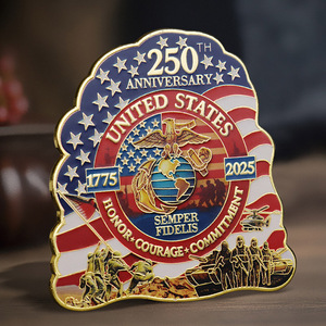 Wholesale Custom Personalized Plated Gravure Printed Metal Fridge Magnets for USMC 250th Anniversary Collectible Souvenir