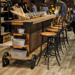 Comptoir de bar en bois massif de style industriel américain pour restaurant commercial, avec rangement pour café et espace de <span class=keywords><strong>caisse</strong></span> - Product Image 2
