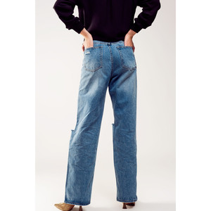 Jeans a gamba dritta effetto distressed in denim medio - Product Image 5