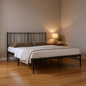 <b>Black</b> Powder Coated Steel King Size Bed <b>Frame</b> 59 X 79 Inches Metal Bed Industrial Design Bedroom Furniture - Product Image 2