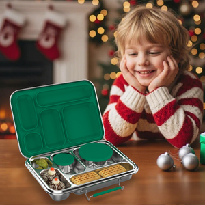 Hộp cơm trưa bằng thép không gỉ 5 ngăn Aohea <span class=keywords><strong>Fool</strong></span>-Proof Design Green Supply Chain, có gioăng silicon, dành cho trẻ em - Product Image 3