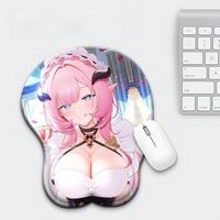 Tapis de souris antidérapant en silicone avec repose-poignet, design personnalisé, logo, faible MOQ, motif anime, fille de dessin animé sexy aux gros seins 3D