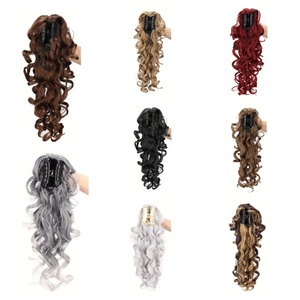 16 pollici di coda di cavallo extension Claw Clip con coulisse falso a <span class=keywords><strong>codino</strong></span> riccio ondulato coda sintetica parrucchino Pony capelli attaccati per le donne - Product Image 2