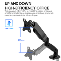 Support d'écran en ligne avec bras ergonomique réglable en hauteur pour bras de moniteur de 13 à 27 pouces