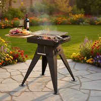 Brasero en acier Corten avec anneau de cuisson pour barbecue, fumoir et foyer