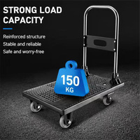 Carretilla de Plataforma Plegable Portátil de Nylon Industrial, Capacidad de 75 kg, 4 Ruedas, Carro de Mano con Ruedas Resistentes al Desgaste de 3 Pulgadas para Almacén