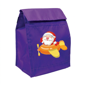 Sac Isotherme Pliable en Tissu Non-Tissé pour Repas, Motif Avion de Père Noël Violet, Capacité 20L, Idéal pour Aliments - Product Image 1
