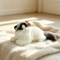 Peluche réaliste chat à poils longs, animal en peluche en gros, coton PP, en stock, OEM personnalisé, cadeau pour enfants
