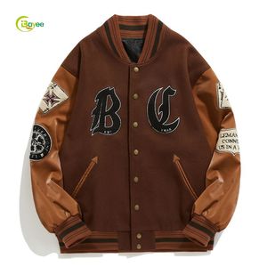 <span class=keywords><strong>Veste</strong></span> universitaire en molleton de laine sur mesure pour femmes grandes tailles, <span class=keywords><strong>veste</strong></span> de rue pour hommes, <span class=keywords><strong>veste</strong></span> de baseball <span class=keywords><strong>noire</strong></span> avec lettres, noir et orange avec des patchs - Product Image 1