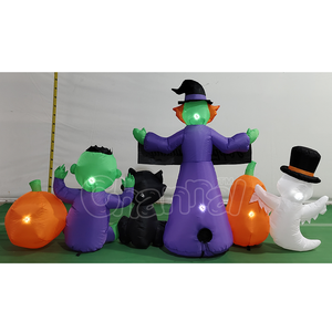 Bannière d'Halloween en feutre gonflable avec <span class=keywords><strong>citrouille</strong></span> et fantôme blanc, combinaison de bannières de sorcières d'Halloween pour décoration de jardin - Product Image 2