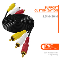 Câble audio stéréo 3RCA à 3 RCA plaqué or en cuivre sans oxygène blindé mâle à mâle Connecteur haut-parleur Harnais de fils audio