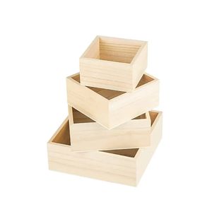 Solid Wood Storage Box <b>Square</b> Engraved Floral Design Desktop Organizer Decorative Gift Box Multi Functional <b>Bins</b> - Product Image 5