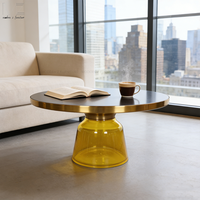 Mobilier design Cloche miroir bleue colorée Table basse en verre de luxe moderne