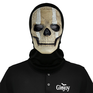 Máscara de Látex con Capucha Amarilla de Doble Línea, Diseño de Esqueleto Demonio, para Halloween, Escape Room, Mascarada, Personalizable - Product Image 1