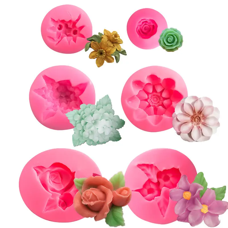 Moules à gâteau fondant 3D pour la Saint-Valentin fleur de lys rose pour fondant Moules en silicone pour décoration de gâteau Moules à fondant