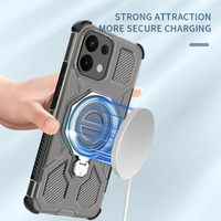 Étui de téléphone résistant aux chocs de luxe avec support d'anneau en métal activé par charge sans fil magnétique pour OPPO K12S K13 Reno 13 14 Pro