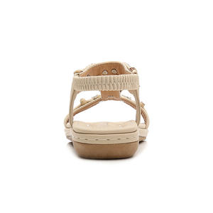 Yasirun Sandalias planas bohemias con diamantes de imitación para mujer, zapatos transpirables para vacaciones en la playa, talla 35-40 - Product Image 3