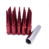 24 pièces M14x1.5 écrou de roue à pointe écrou de roue à surface rouge avec prise 1PC pour chevy dodge F150/250/350