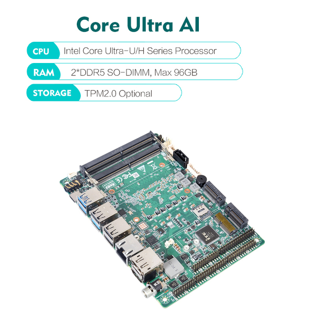 AI Robot Motherboard 3.5 Inch 2 Lan 6COM Core Ultra 7 155U 255U Ultra 5 125U 225U 2*DDR5 X86 Embedded Industrial Motherboard