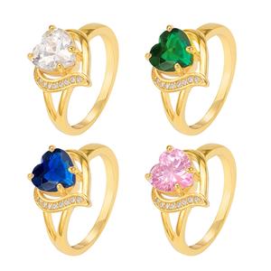 Anillo de Corazón con Circonita Cúbica Rosa, Elegante, Chapado en Oro de 18K, Regalo de San Valentín para Damas y Chicas - Product Image 6